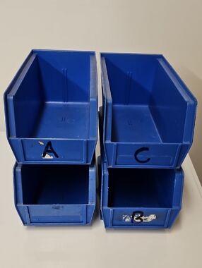 Blue Plastic Stackable Storage Bins - Set of 4